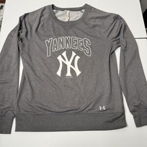 Under Armour New York Yankees Shirt Women sz L Gray ColdGear MLB